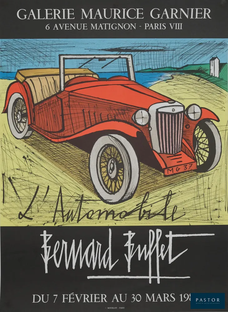 Bernard BUFFET (1928-1999)
L'automobile MG

Affiche en lithographie originale en couleurs
Signée dans la planche
Sur papier affiche 50 x 68 cm
Imprimée dans les ateliers Mourlot (Paris, France)

Très bon état, petits défauts de manipulation, patafix au verso de l'oeuvre

INFORMATION : Affiche éditée à l'occasion de l'exposition de l'artiste à la Galerie Maurice Garnier en 1985 

REFERENCES : Catalogue raisonné Bernard Buffet Lithographie vol.2 Sorlier, n°451 bis


Expédition obligatoire, jusqu'à 5 Lithographies dans votre colis pour 14,76€ TTC en France Métropolitaine, et 29,64€ TTC pour l'Europe