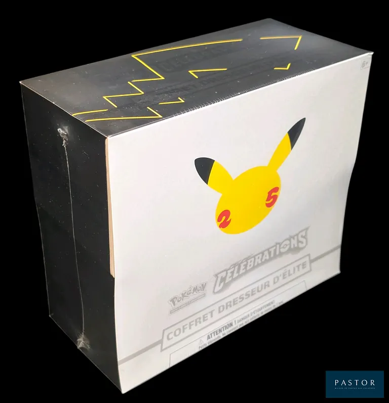 Coffret Pokémon scellé : Elite Trainer Box (ETB).
Série du bloc Épée&Bouclier : Célébrations 25 ans (EB07.5).
En français.
