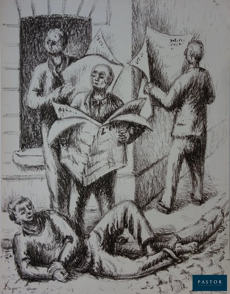 Jean HELION (1904-1987)
Lecteurs de journaux

Lithographie originale
Signée au crayon
Edition limitée à 100 exemplaires (le numéro photographié est fourni à titre d'exemple)
Sur Vélin 32 x 41 cm

Excellent état


Expédition obligatoire, jusqu'à 5 Lithographies dans votre colis pour 14,76€ TTC en France Métropolitaine, et 29,64€ TTC pour l'Europe