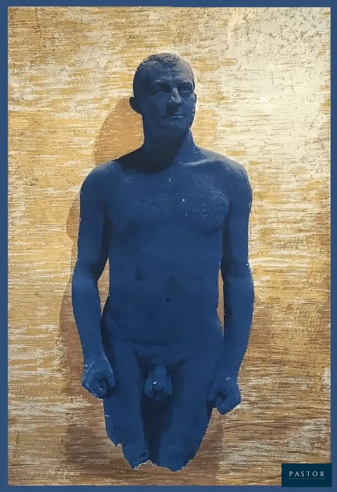Yves Klein (1928-1962)
  Portrait-relief d'Arman 1962
  Rare affiche originale - Galerie Alexandre Iolas - Paris - 1963
  
Sérigraphie or et bleu
L'affiche représente Arman nu en bleu, qui est découpé et contrecollé sur le fond or.
    Ce portrait en relief d'Arman a été réalisé en 1962 quelques mois avant la mort de Yves Klein.
    Dimension : 62 x 42 cm
    Condition : B+, assez bon état (manque le bandeau de présentation de l'exposition, pour encadrement de l'oeuvre)   
    
    L'affiche représente Arman nu en bleu, qui est découpé et contrecollé sur le fond or.
    Ce portrait en relief d'Arman a été réalisé en 1962 quelques mois avant la mort de Yves Klein.


Expédition obligatoire, jusqu'à 5 Lithographies dans votre colis pour 14,76€ TTC en France Métropolitaine, et 29,64€ TTC pour l'Europe