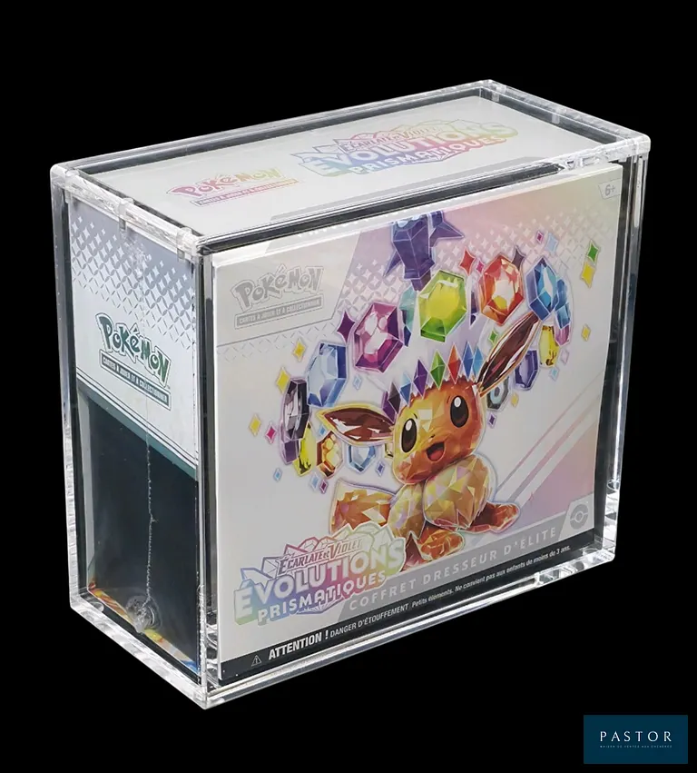Coffret Pokémon scellé - Elite Trainer Box (ETB)
Série du bloc Écarlate&Violet : Évolutions Prismatiques (EV8.5)
En français.
Livrée avec protection Plexiglas aimantée.