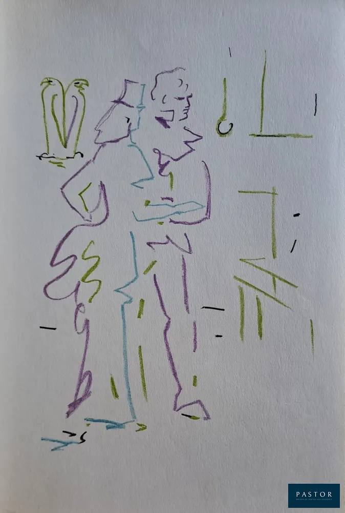 Jean Cocteau (1889-1963)
Le couple élégant

Lithographie originale en couleur
Non signé
Imprimée par Mourlot Frères en 1957
Dimensions de la feuille : 23 x 15 cm environ

Très bon état


Expédition obligatoire, jusqu'à 5 Lithographies dans votre colis pour 14,76€ TTC en France Métropolitaine, et 29,64€ TTC pour l'Europe