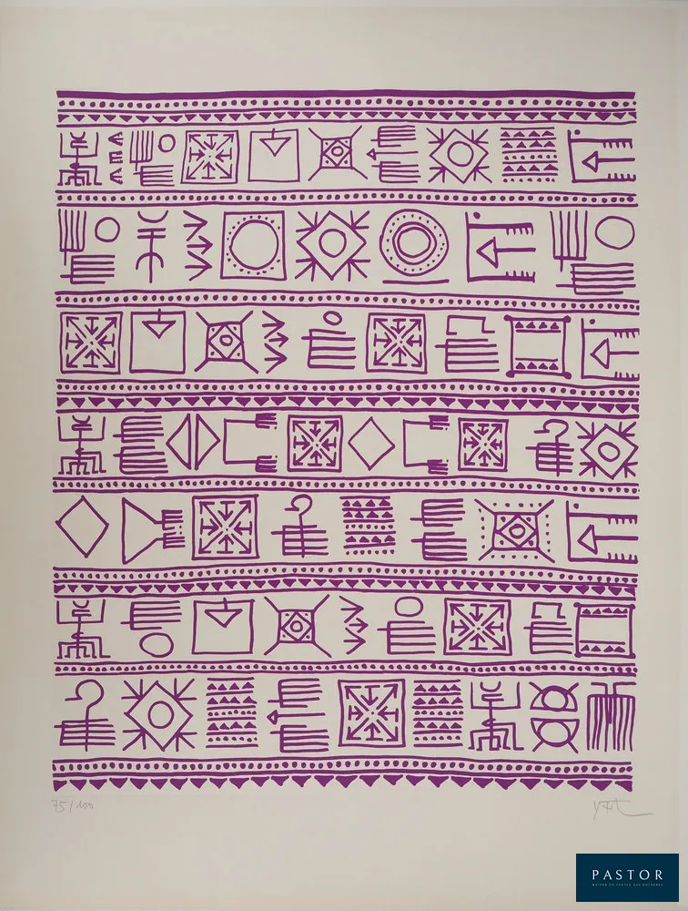 Yona FRIEDMAN (1923-2019)
Pictogrammes de la Genèse (Mauve), 1975

Sérigraphie originale (atelier Silium)
Signée au crayon
Numérotée / 100 exemplaires
Sur vélin Arches 76 x 58 cm

Très bon état, éventuelles petites traces d'encre en bord de feuillet


Expédition obligatoire, jusqu'à 5 Lithographies dans votre colis pour 14,76€ TTC en France Métropolitaine, et 29,64€ TTC pour l'Europe