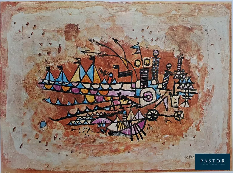 Paul klee (d'après) (1879-1940)
Harbor scene

Affiche imprimée sur papier épais semi brillant
Signature dans la planche
Publié par Shorewood Reproductions Inc

Dimensions feuille : 57 x 72 cm environ
Dimensions image : 30.5 x 40.5 cm environ

Très bon état

Information : Reproduction de l'Œuvre créé en 1923 exposé à Helsinki à Ateneum Gallery


Expédition obligatoire, jusqu'à 5 Lithographies dans votre colis pour 14,76€ TTC en France Métropolitaine, et 29,64€ TTC pour l'Europe