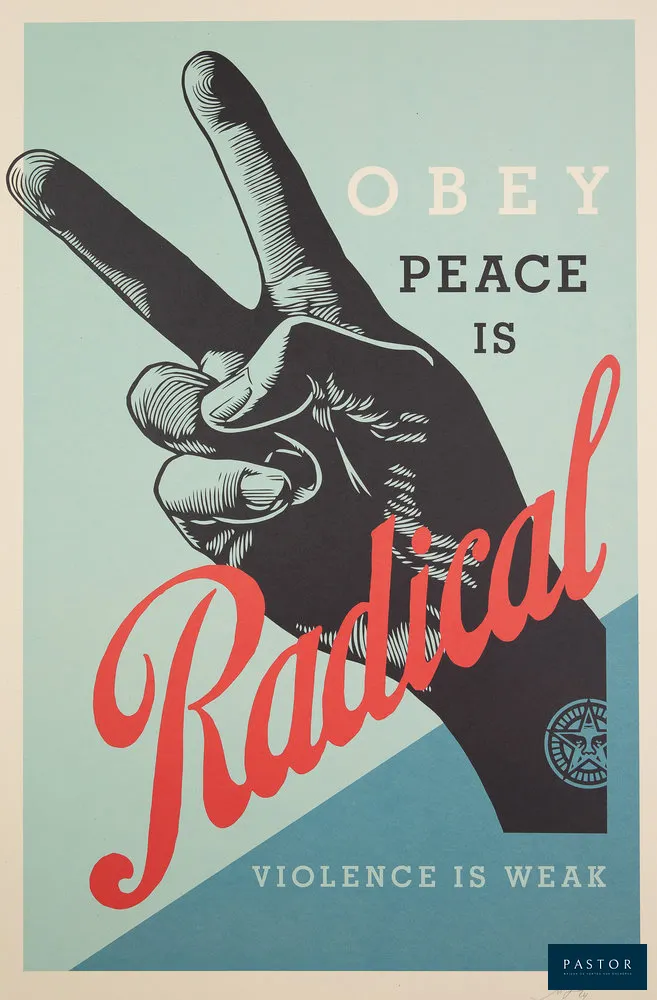 Shepard FAIREY dit OBEY GIANT (1970)
Radical peace

Lithographie originale en couleurs
Signée et datée au crayon
Sur Vélin 61 x 91 cm

Excellent état


Expédition obligatoire, jusqu'à 5 Lithographies dans votre colis pour 14,76€ TTC en France Métropolitaine, et 29,64€ TTC pour l'Europe