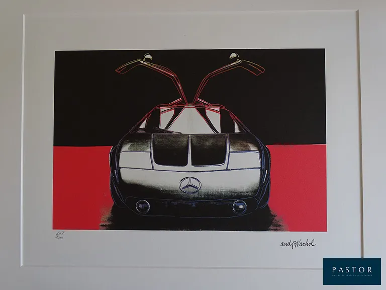 Andy Warhol (après) 
Mercedes C111 rouge et noire

Lithographie signée sur la plaque et numérotée au crayon Édition limitée à 1 000 exemplaires Porte un timbre au verso Dimensions: Image : 23,5 × 30,5 cm Feuille : 36 × 43 cm Support : 40 × 50 cm


Expédition obligatoire, jusqu'à 5 Lithographies dans votre colis pour 14,76€ TTC en France Métropolitaine, et 29,64€ TTC pour l'Europe
