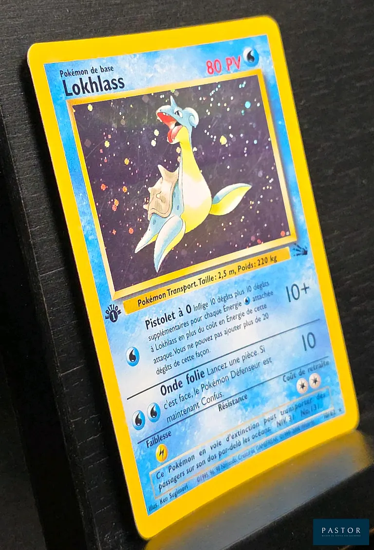 Carte Pokémon Lokhlass 10/62 - Holographique.
Série du bloc Wizards : Fossile édition 1.
Carte en état Excellent, en français.
Livrée sous bulles et toploader.