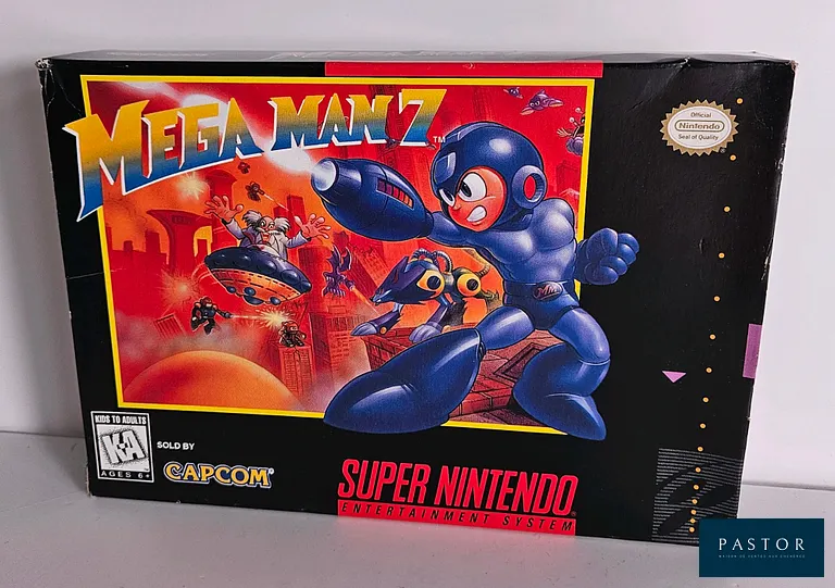 NINTENDO - SUPER NES. Jeu : Mega Man 7. Complet avec boite, notice et cartouche. Version US. BE. Rarissime. Sortie : 1995. Action