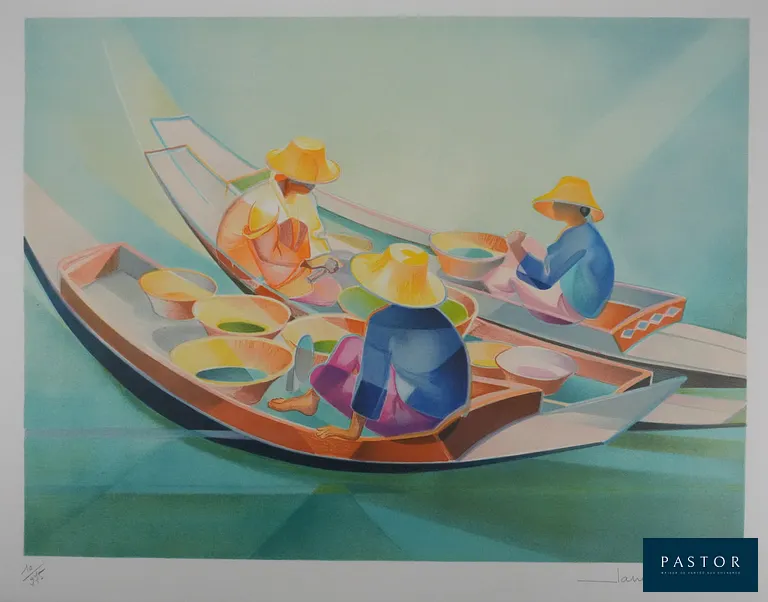 Janick LEDERLE (1917-2013)
Marché flottant

Lithographie originale (Atelier Mourlot)
Signée au crayon
Numérotée sur 275 exemplaires (photo du numéro à titre d'exemple) 
Sur vélin 54 x 75 cm

Excellent état


Expédition obligatoire, jusqu'à 5 Lithographies dans votre colis pour 14,76€ TTC en France Métropolitaine, et 29,64€ TTC pour l'Europe