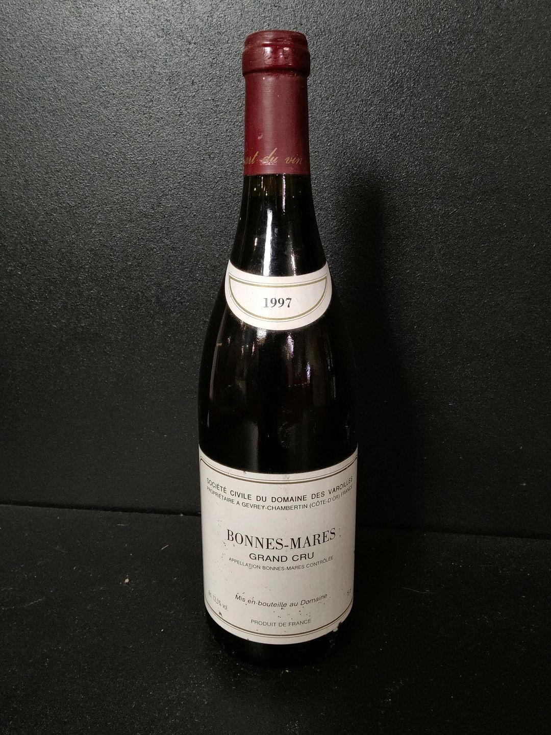Bouteille de vin rouge du Domaine des Varoilles Bonnes-Mares Grand Cru 1997
