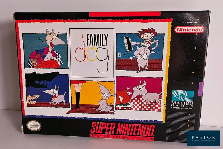 NINTENDO - SUPER NES. Jeu : Family Dog. Complet avec boite, notice et cartouche. Version US. TBE. Sortie : 1993. Plateforme
