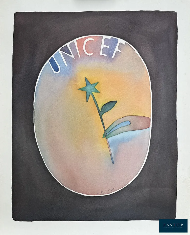 Jean-Michel FOLON (1934-2005)
Une fleur pour Unicef, 1982

Héliogravure d'après une aquarelle
Signée dans la planche
Sur vélin 57 x 44 cm

Très bon état hormis quelques légères rousseurs dans les marges


Expédition obligatoire, jusqu'à 5 Lithographies dans votre colis pour 14,76€ TTC en France Métropolitaine, et 29,64€ TTC pour l'Europe
