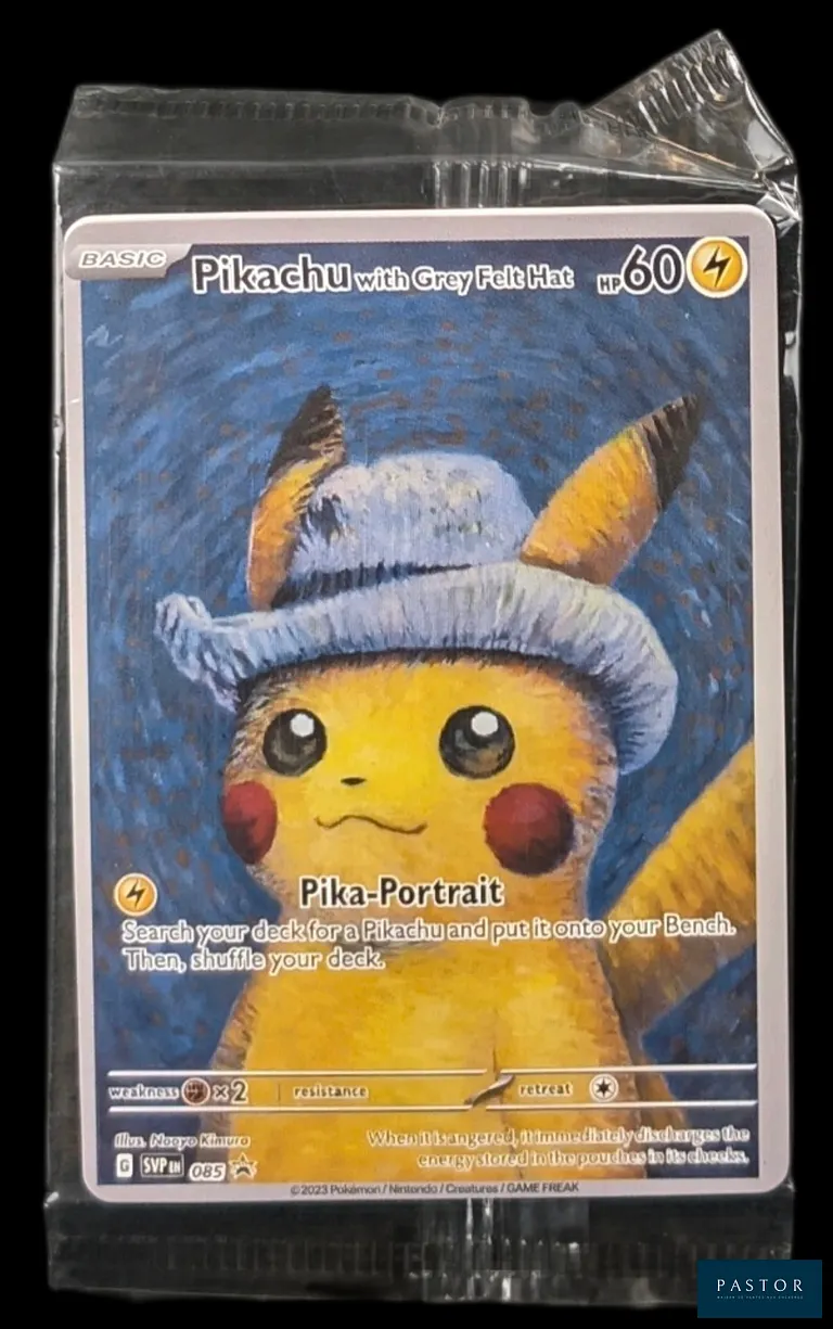 Carte Pokémon Pikachu With Grey Felt Hat (Van Gogh) Scellée.
Carte promotionelle de la collaboration entre le musée Van Gogh et Pokémon Company.
Exclusivité en anglais.
Livrée sous bulles et toploader.
