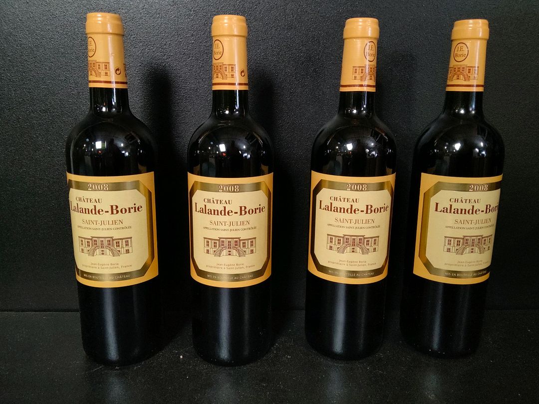 4 bouteilles de vin rouge du Château Lalande-Borie Saint-Julien 2008
