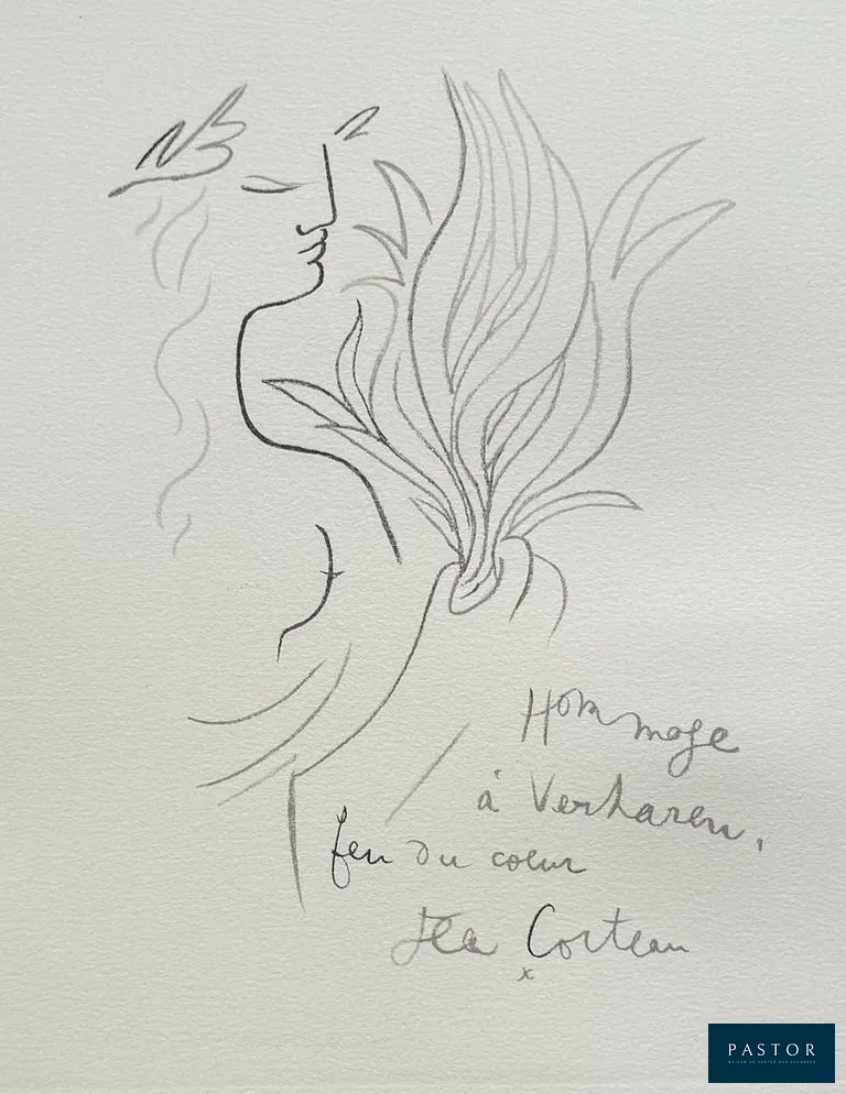 Jean COCTEAU (d'après)
Hommage à Verharen

Lithographie
Signée dans la planche
Numérotée /500 au crayon
Authentifiée par le cachet de l'artiste
Sur vélin Arches, format 40 x 30 cm
Très bon état

Note : Lithographie réalisée en 1993, tampon de l'atelier en bas à droite.


Expédition obligatoire, jusqu'à 5 Lithographies dans votre colis pour 14,76€ TTC en France Métropolitaine, et 29,64€ TTC pour l'Europe