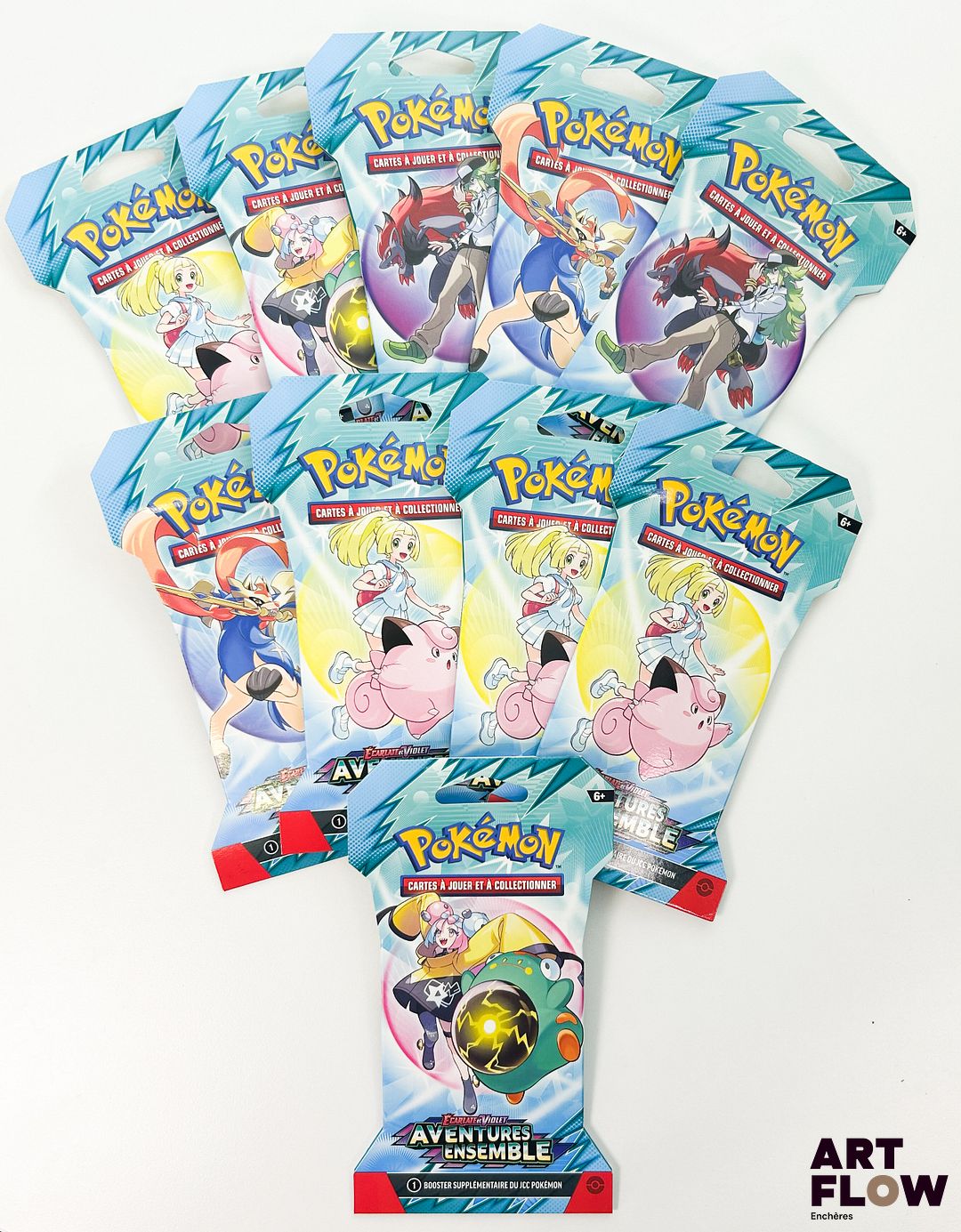 Ensemble de 10 Boosters Pokémon Scellés. Série du bloc Écarlate et Violet : Aventures Ensemble, EV9 En français.