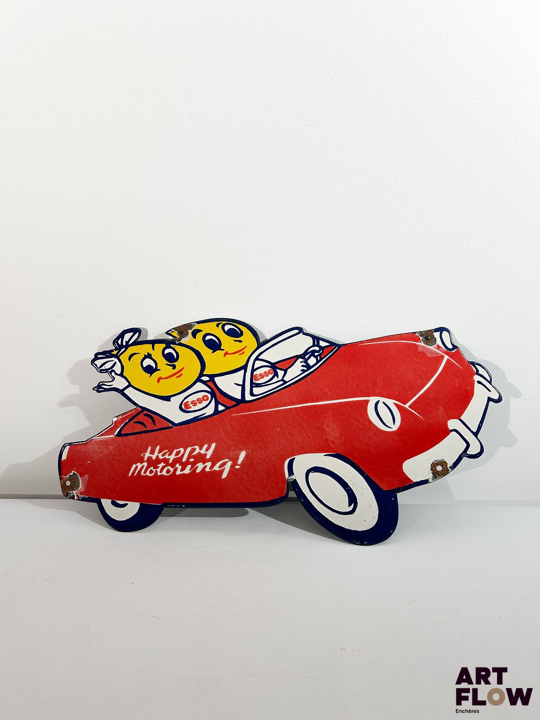 Plaque émaillée d'après Esso Dimensions : 28 X 52 cm Petits éclats et traces de rouille - Moderne