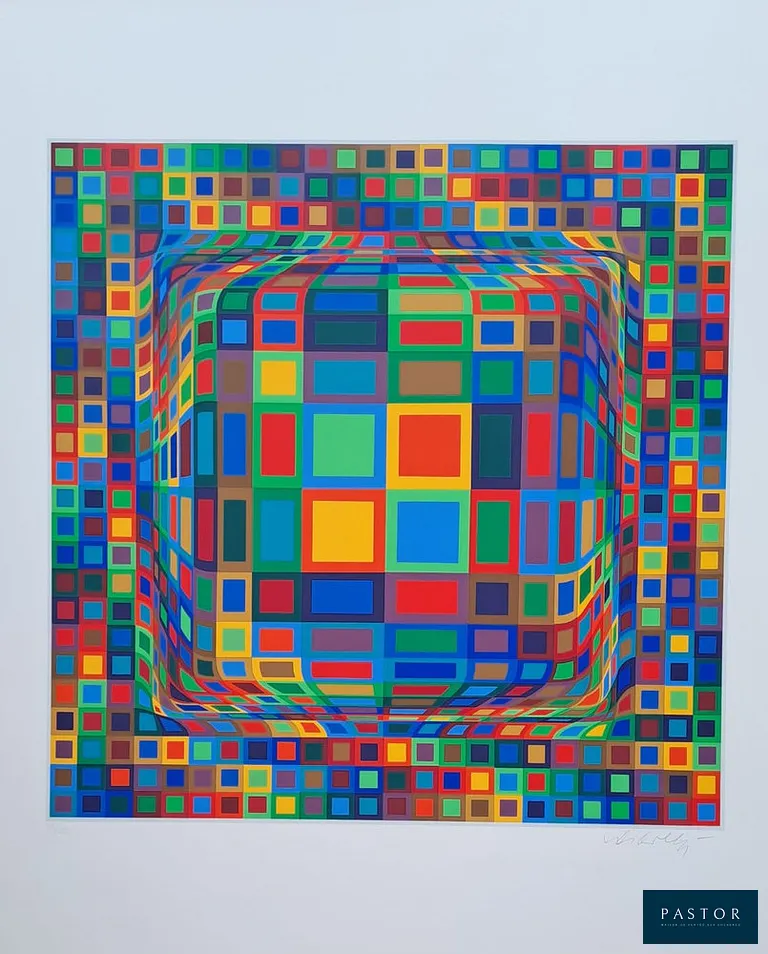 Victor VASARELY
Koska MC, 1970

Sérigraphie originale, sur carte couchée Toko (Finlande)
Signée et numéroté au crayon par l'artiste
Imprimé par l'atelier Arcay, Paris
Edition limitée à 250 exemplaires : n° 91/250
copyright : Fondation Vasarely au Château de Gordes 1971

Dimensions feuille : 72 x 62 cm environ
Dimensions image : 50.5 x 50.5 cm environ

Très bon état

Informations : Extrait de l'album Gordes de Victor Vasarely, 1971


Expédition obligatoire, jusqu'à 5 Lithographies dans votre colis pour 14,76€ TTC en France Métropolitaine, et 29,64€ TTC pour l'Europe