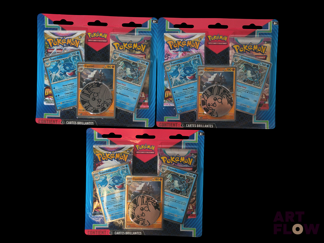 Lot de 3 duopack Pokémon Série du bloc Écarlate et Violet : Origine Perdue et Évolutions à Paldéa. Scellés, et en français.
