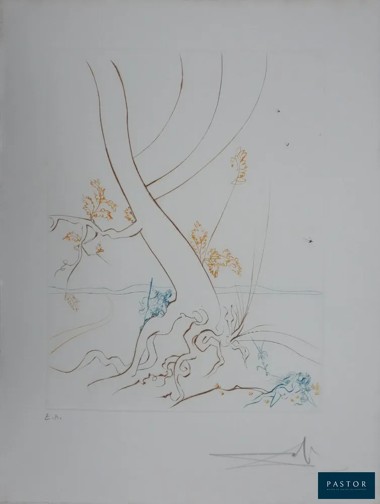 Salvador Dali (1904-1989)
Paradis Perdu : L'arbre de la connaissance

Gravure originale (atelier Rigal)
Signée au crayon
Justifiée E.A (Epreuve d'Artiste)
Sur vélin 37 x 28 cm

REFERENCES :
- Catalogue raisonné Field #74-11 B
- Catalogue raisonné Michel and Lopsinger #708

INFORMATION : Cette gravure fait partie de la série "Le Paradis Perdu", illustration d'après le texte de John Milton, publiée en 1974 par le Cercle des Bibliophiles de l'Automobile Club de France & Francony.

Excellent état


Expédition obligatoire, jusqu'à 5 Lithographies dans votre colis pour 14,76€ TTC en France Métropolitaine, et 29,64€ TTC pour l'Europe