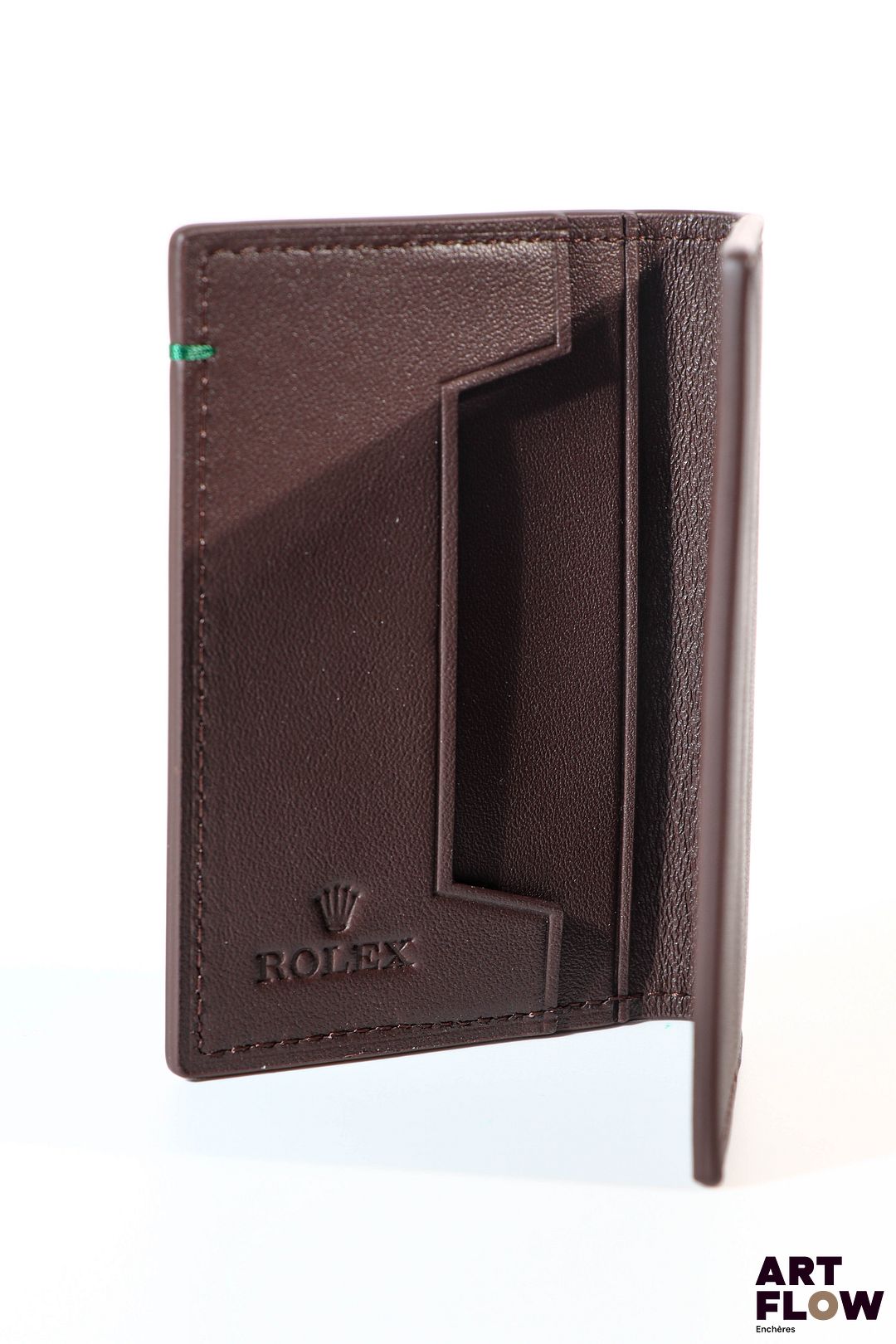 ROLEX Porte-cartes en cuir marron Dans sa boîte d'origine