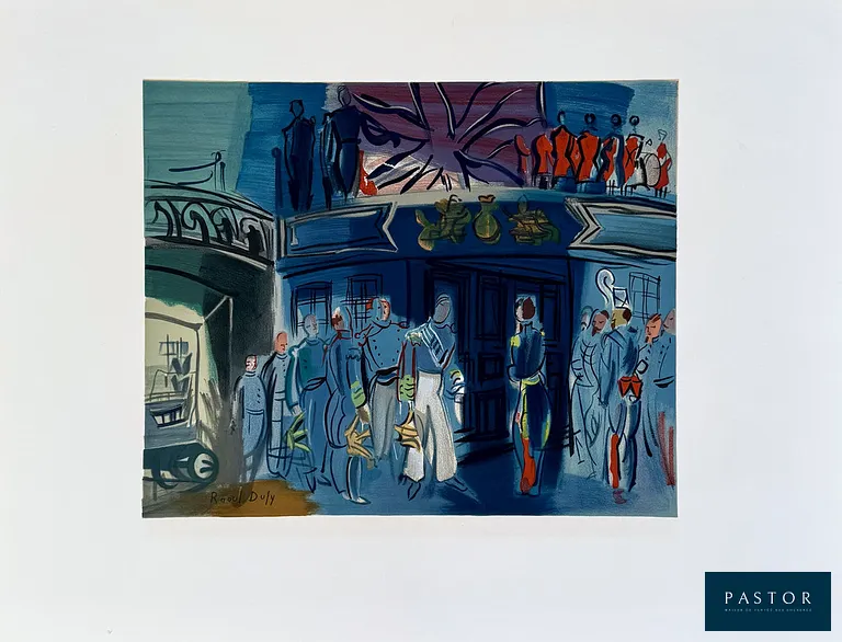 Raoul Dufy (1877-1953)
Peintre dans son atelier

Lithographie en couleurs, 1969
Signée dans la planche
Sur vélin Arches format 50 x 65 cm
Imprimée dans les ateliers Mourlot

Très bon état

NOTE : Lithographie d'après une peinture de l'artiste


Expédition obligatoire, jusqu'à 5 Lithographies dans votre colis pour 14,76€ TTC en France Métropolitaine, et 29,64€ TTC pour l'Europe