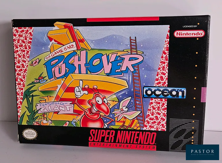 NINTENDO - SUPER NES. Jeu : Push-Over. Complet avec boite, notice et cartouche. Version US. TBE. Sortie : 1992. Reflexion
