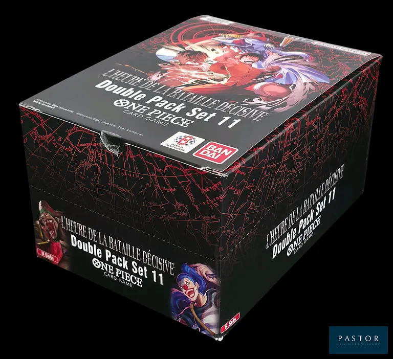 Coffret One Piece scellé - Display de 8 Double Pack set 11 (DP-11).
Série OP-16 : L'Heure de la Bataille Décisive.
En français. - TVA Récupérable