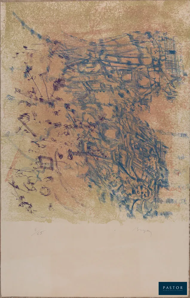 Camille BRYEN (1907-1977)
Composition bleue

Lithographie originale en couleurs
Signée au crayon
Edition limitée à 65 exemplaires (ici le n°6)
Sur Vélin 48 x 75 cm

Très bon état, papier jauni, défauts de manipulation dans la marge inférieure


Expédition obligatoire, jusqu'à 5 Lithographies dans votre colis pour 14,76€ TTC en France Métropolitaine, et 29,64€ TTC pour l'Europe