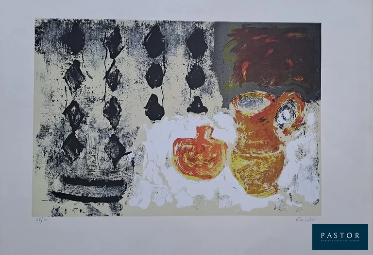 Ecole contemporaine
Nature morte

Lithographie originale, sur vélin d'Arches
Signée et numérotée au crayon
Edition limitée à 50 exemplaires n°25/50
Format feuille : 50 x 65.5 cm environ
Format image : 32 x 47 cm environ

Bon état, traces de manipulation


Expédition obligatoire, jusqu'à 5 Lithographies dans votre colis pour 14,76€ TTC en France Métropolitaine, et 29,64€ TTC pour l'Europe