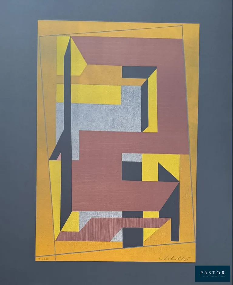 Victor VASARELY
Gordes Taira, 1948

Lithographie originale, sur vélin d'Arches pur chiffon
Signée et numéroté au crayon par l'artiste
Imprimé par les ateliers Mourlot
Edition limitée à 250 exemplaires : n° 91/250
copyright : Fondation Vasarely au Château de Gordes 1971

Dimensions feuille : 72 x 62 cm environ
Dimensions image : 59 x 39.5 cm environ

Très bon état

Informations : Extrait de l'album Gordes de Victor Vasarely, 1971


Expédition obligatoire, jusqu'à 5 Lithographies dans votre colis pour 14,76€ TTC en France Métropolitaine, et 29,64€ TTC pour l'Europe