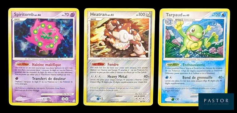 Ensemble de 6 cartes Pokémon - Holographiques et Reverses.
Série du bloc Diamant&Perle : Éveil des Légendes.
Cartes en état global Excellent, en français.