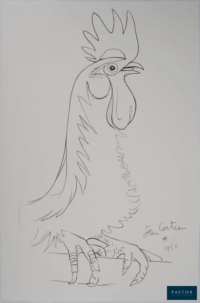Jean COCTEAU (1889-1963)
Fierté : Le Coq

Lithographie
Signée dans la planche
Sur Vélin 33 x 50 cm

Excellent état


Expédition obligatoire, jusqu'à 5 Lithographies dans votre colis pour 14,76€ TTC en France Métropolitaine, et 29,64€ TTC pour l'Europe