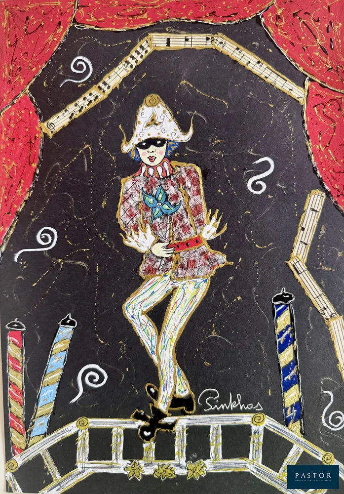 Pinkhas
Arlequin de Venise 2026


Technique mixte sur papier Canson fort grammage
Format 30 par 21 cm
Signée et titrée à la main


Expédition obligatoire, jusqu'à 5 Lithographies dans votre colis pour 14,76€ TTC en France Métropolitaine, et 29,64€ TTC pour l'Europe