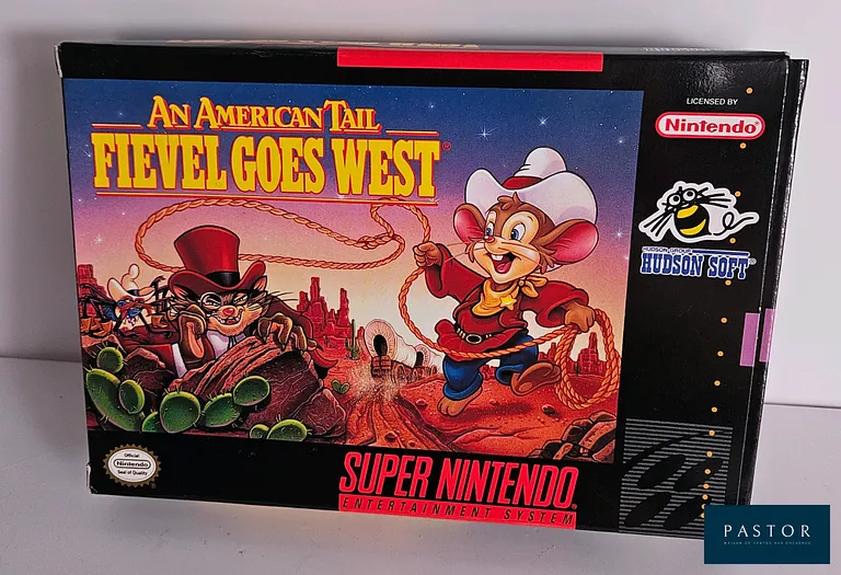NINTENDO - SUPER NES. Jeu : Fievel Goes West. Complet avec boite, notice et cartouche. Version US. Rarissime. TBE. Sortie : 1994
