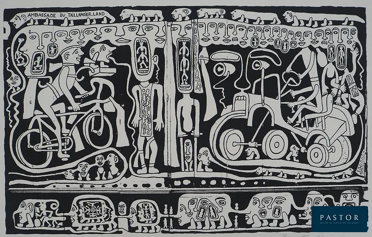 Yvon TAILLANDIER (1926-2018)
L'ambassade du Taillandier-Land

Sérigraphie originale
Signée au crayon
Numérotée / 25 exemplaires
Sur papier épais 47 x 62 cm

Excellent état


Expédition obligatoire, jusqu'à 5 Lithographies dans votre colis pour 14,76€ TTC en France Métropolitaine, et 29,64€ TTC pour l'Europe