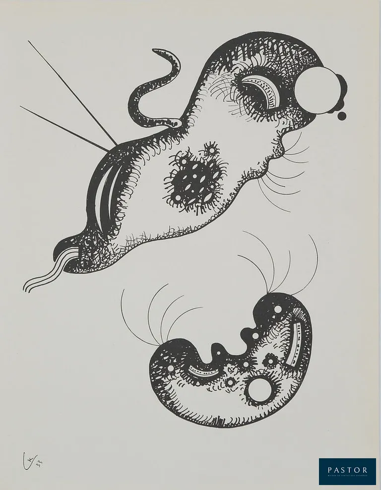 Vassily KANDINSKY (1866-1944)
Composition aux deux visages

Lithographie d'après le dessin original de 1933
Signée dans la planche du monogramme de l'artiste
Sur vélin fin 24 x 31 cm (c. 9 x 12 inches)
Imprimée dans les Ateliers d'imprimerie de l'Union (Paris, France)

Très bon état, petits défauts en bord de feuillet

INFORMATION : Editée par San Lazzaro en 1957


Expédition obligatoire, jusqu'à 5 Lithographies dans votre colis pour 14,76€ TTC en France Métropolitaine, et 29,64€ TTC pour l'Europe