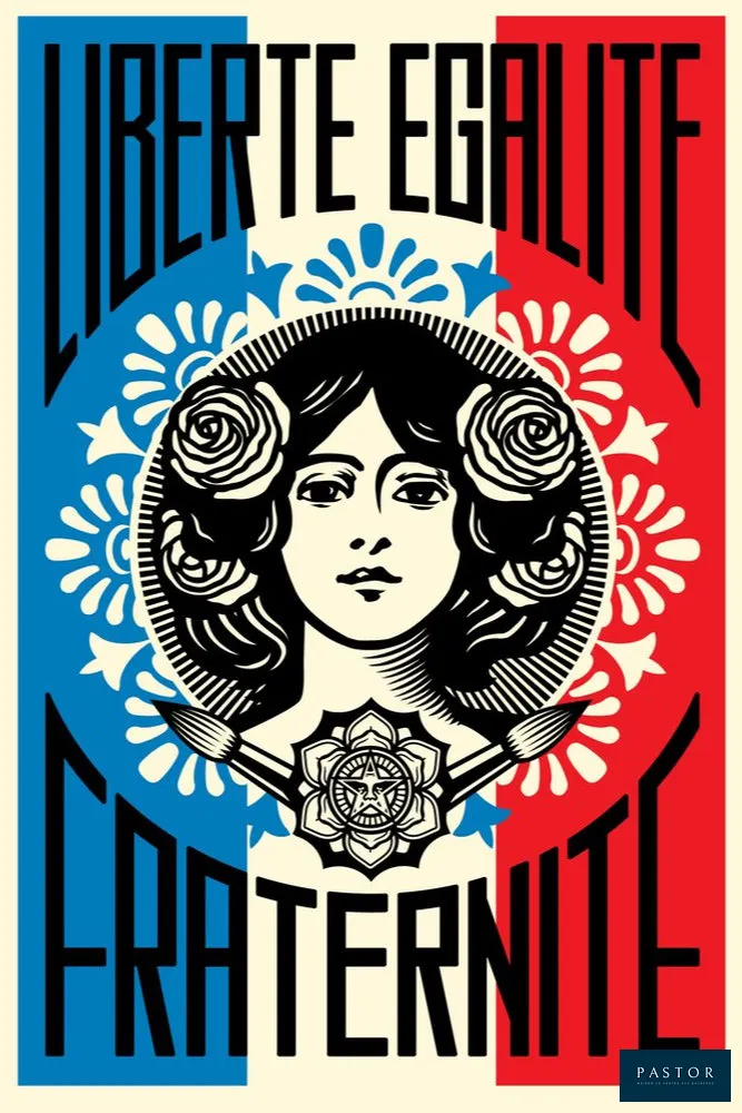 Shepard Fairey dit Obey Giant (USA, 1970)
Liberté Égalité Fraternité

Lithographie Offset
  Papier Speckletone crème épais
  Signée et datée au crayon par l'artiste
 Édition ouverte (non numérotée)
  Dimensions : 91 x 61 cm
  
    
    "J'ai créé l'oeuvre Liberté, Egalité, Fraternité pour montrer mon soutien à la France après les attaques terroristes du 13 novembre 2015 survenues juste avant l'installation de Earth Crisis sur la Tour Eiffel. Cette oeuvre était très importante pour moi en tant que symbole de l'unité pendant un moment sombre et tragique."
    Shepard FAIREY (OBEY).


Expédition obligatoire, jusqu'à 5 Lithographies dans votre colis pour 14,76€ TTC en France Métropolitaine, et 29,64€ TTC pour l'Europe