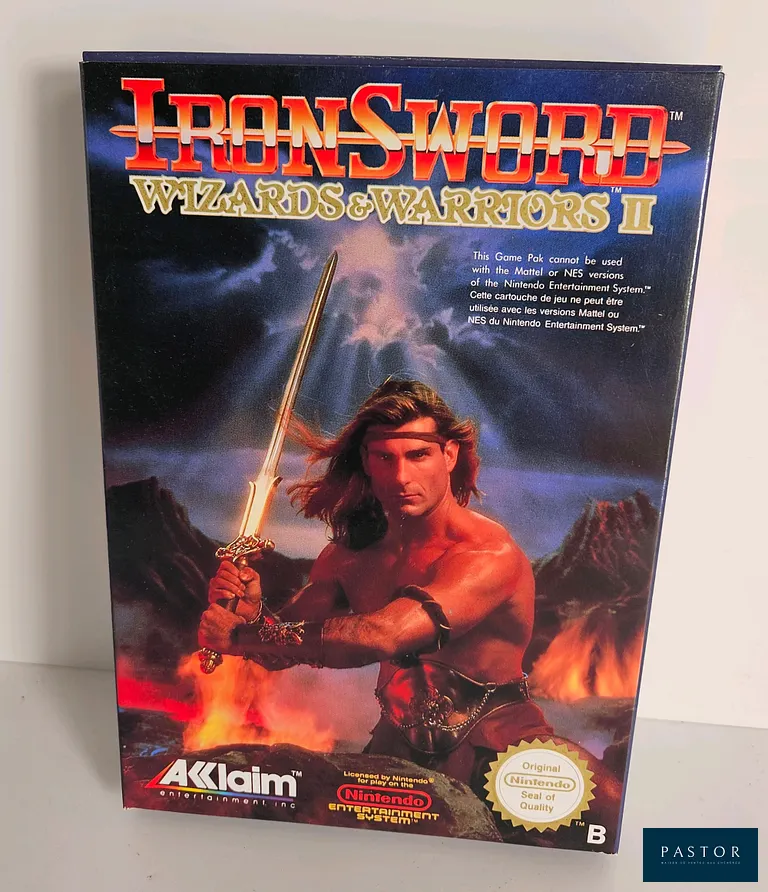 NINTENDO - NES. Jeu : Iron Sword Wizards & Warriors 2. Complet avec boite, notice et cartouche. TBE. Sortie : 1989. Action/Aventure
