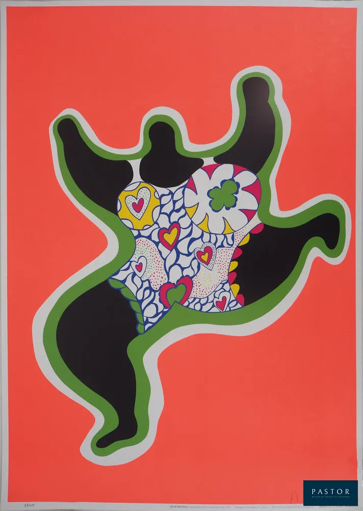 Niki de SAINT PHALLE (1930-2002) (d'après)
Nana qui danse

Impression offset-lithographie (ton par ton)
Signée dans la planche
Sur papier couché 50 x 70 cm

Excellent état


Expédition obligatoire, jusqu'à 5 Lithographies dans votre colis pour 14,76€ TTC en France Métropolitaine, et 29,64€ TTC pour l'Europe