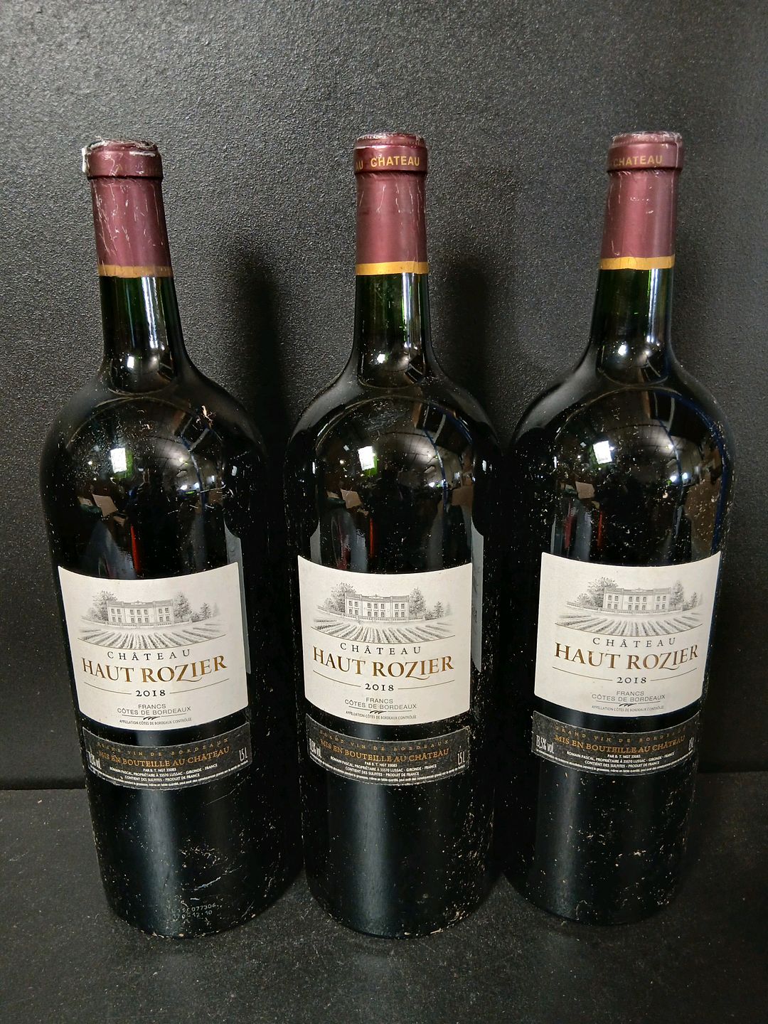 3 Magnums de vins rouges Château Haut Rozier 2018