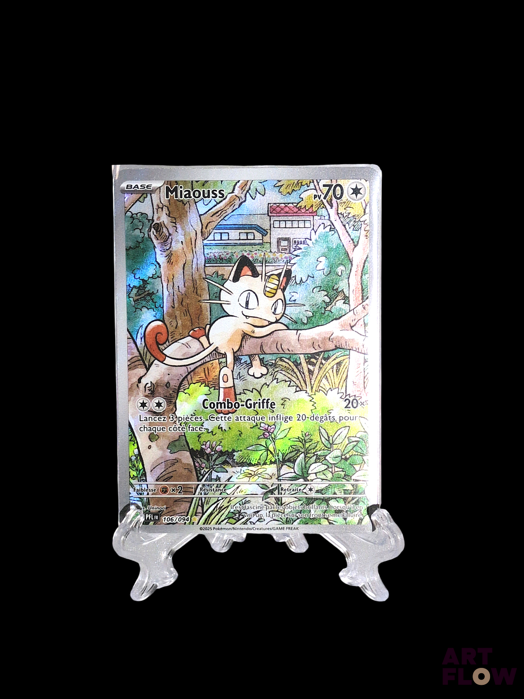Carte Pokémon Carte Pokémon Miaouss PFL 106 Série du bloc Mega-Evolution : Flammes fantasmagoriques (ME02) Carte en état Excellent sous sleeve En Français