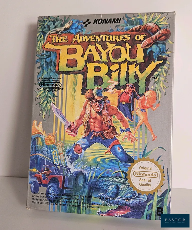 NINTENDO - NES. Jeu : The Adventures of Bayou Billy. Complet avec boite, notice, cartouche et cale. TBE. Etat proche du neuf. Version EEC ( Europe). Sortie : 1990. Action