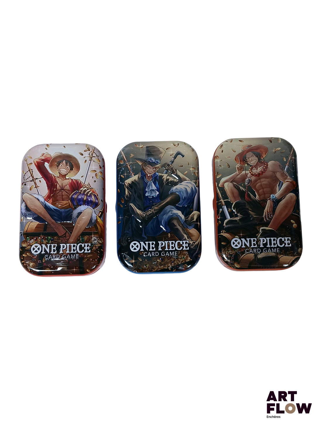 Ensemble de 3 tins One piece Pack set vol 2 Luffy, Sabo, Ace Neuf scellé En français