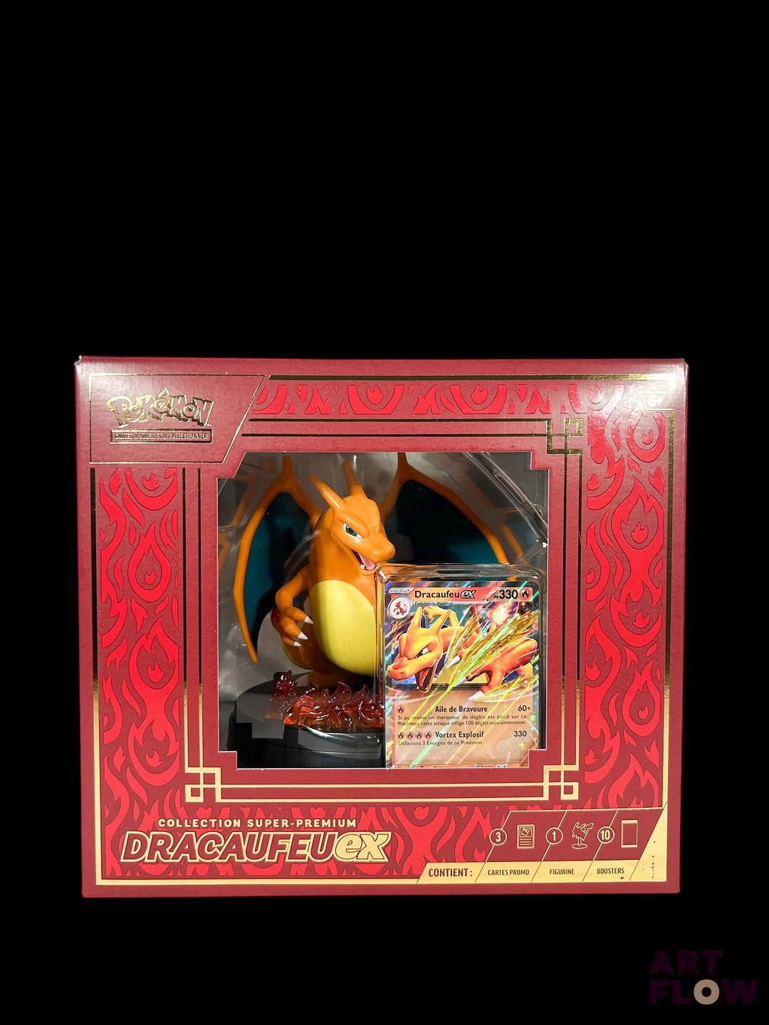 Coffret Collection Super Premium Dracaufeu EX Contenant une figurine, 10 boosters et 3 cartes promo Scellé En Français Neuf