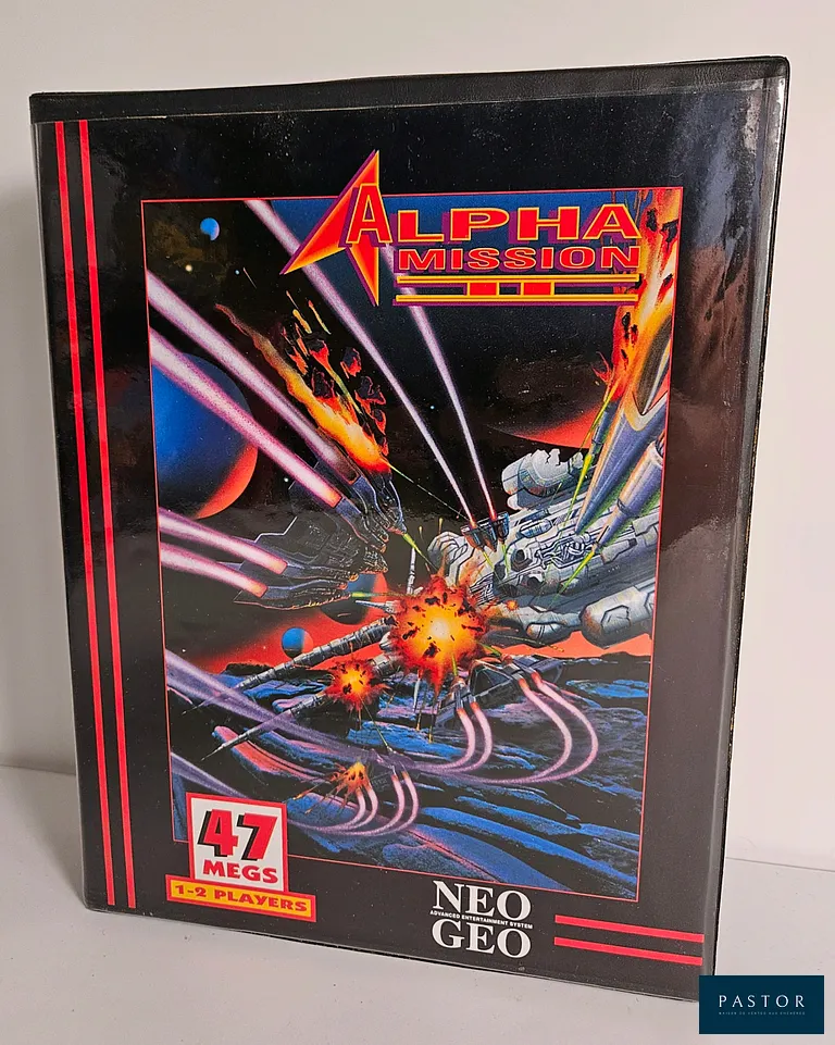 SNK - NEO GEO. Jeu : Alpha Mission 2. Complet avec boite, notice et cartouche. Version AES US. TBE. Sortie : 1993. Shoot"em up
