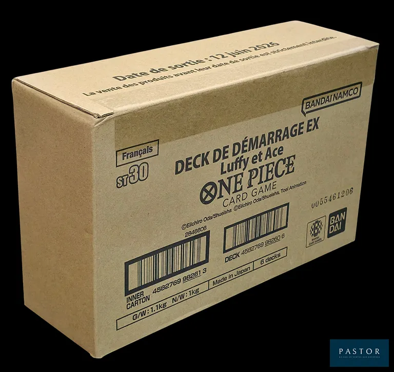 Coffret One Piece scellé - Case de 6 Deck de démarrage EX Luffy et Ace (ST-30).
En français. - TVA Récupérable
