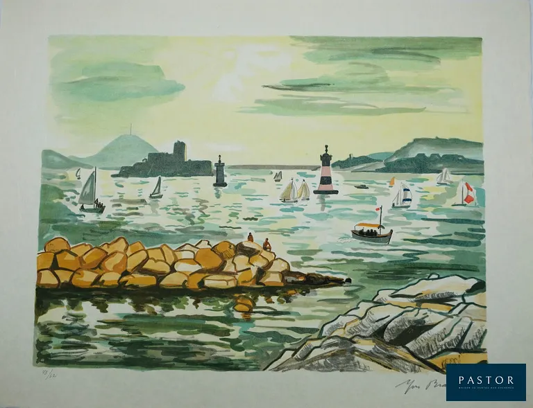 Yves BRAYER (1907-1990)
Marseille : Le château d'If

Lithographie originale en couleurs
Signée au crayon
Edition limitée à 62 exemplaires (ici le n°48)
Sur papier Japon 65 x 50 cm
Éditée par les éditions d'art Agori en 1974 afin d'illustrer la ville de Marseille (France)

Excellent état


Expédition obligatoire, jusqu'à 5 Lithographies dans votre colis pour 14,76€ TTC en France Métropolitaine, et 29,64€ TTC pour l'Europe