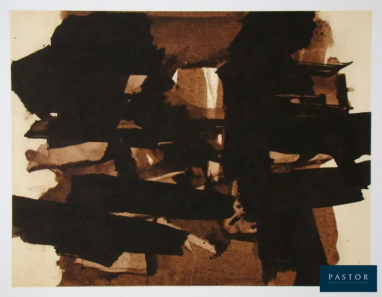 Pierre Soulages ( d'après ) ( 1919 - 2022 ) 
Peinture sur papier XI., 1962 

Héliogravure de haute qualité sur papier vergé épais. Signé et daté dans la plaque d'impression en bas à gauche. Publié en 1962 aux éditions Peintre d'Aujourd'hui, éditeur Fernand Hazan, Paris, France. Imprimé d'après l'œuvre originale de 1960 par l'Atelier Lecot, Paris, France. Édition limitée. Cette estampe provient de l'un des premiers portfolios consacrés à Pierre Soulages ; anciennement propriété de la succession de RVGINDERTAEL, critique d'art et artiste français.
 Format du papier : 27,5 x 35,5 cm Dimensions de l'image : 20,6 x 26,8 cm L'article est en très bon état.


Expédition obligatoire, jusqu'à 5 Lithographies dans votre colis pour 14,76€ TTC en France Métropolitaine, et 29,64€ TTC pour l'Europe