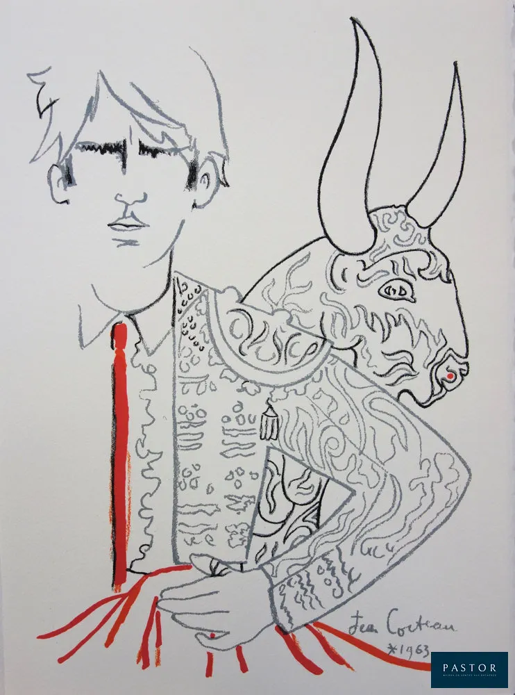 Jean COCTEAU (1889-1963)
Avant l'attaque

Lithographie en couleurs
Signée dans la planche
Sur Vélin 28 x 38 cm

Excellent état

INFORMATION : Créée pour le portfolio Taureaux, éditée en 1965 à 200 exemplaires et imprimée dans les ateliers Mourlot


Expédition obligatoire, jusqu'à 5 Lithographies dans votre colis pour 14,76€ TTC en France Métropolitaine, et 29,64€ TTC pour l'Europe
